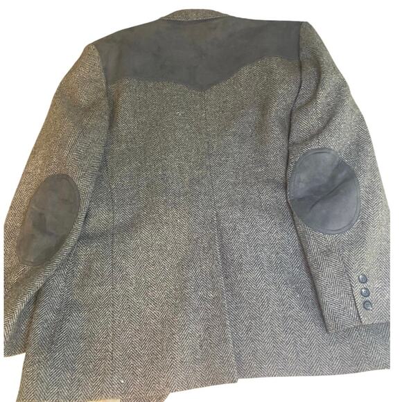 Pendleton Men's Wool Herringbone Blazer Jacket Sz 46 Elbow Patches Western Suede - Picture 2 of 13